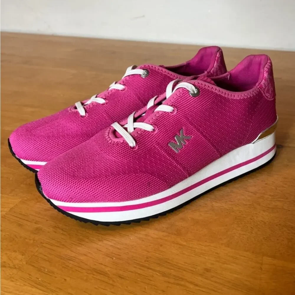 MICHAEL Michael Kors Monique Knit Trainers Pink Runner Sneakers 9.5